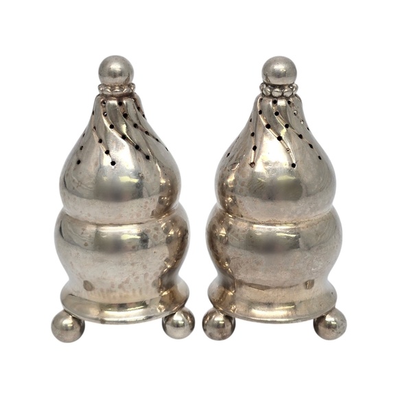 Georg Jensen Denmark Sterling Silver Salt and Pepper Shakers 410 w/Mono #21184 - Picture 2 of 10